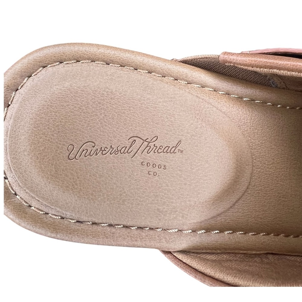 Universal Thread‎ Tan Brown Leather Clogs Women's Size 9 Block Heel Buckle Mules - Picture 10 of 12